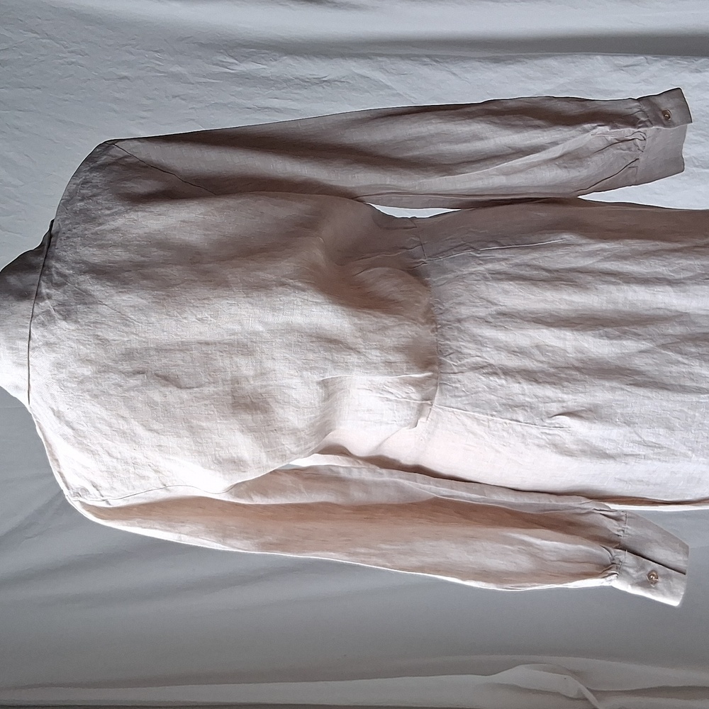 Magaschoni 100% Linen Elegant Cream Wrap Dress Size 6 - Picture 4 of 13